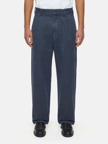 CLOSED-Pantaloni Ampi con Pences Blu Fumo-TRYME Shop