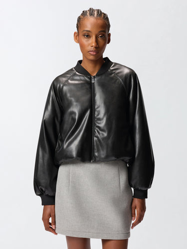 PINKO-Bomber Imbottito in Tessuto Spalmato Nero-TRYME Shop