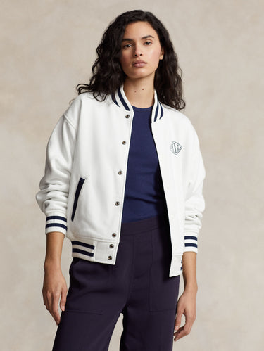 RALPH LAUREN-Bomber Reversibile Stile College Bianco/Blu-TRYME Shop