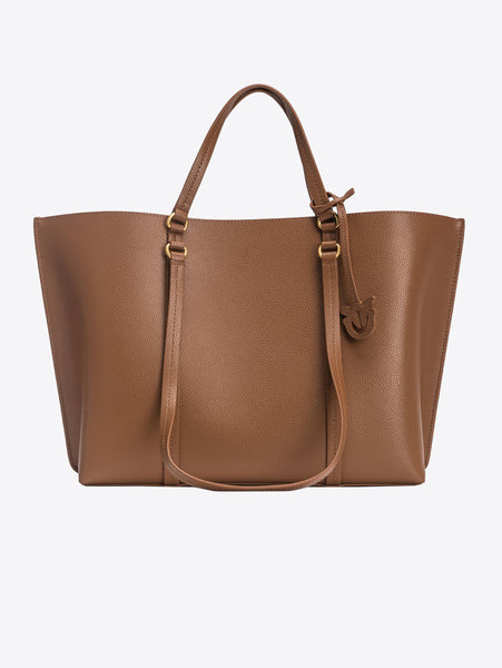 PINKO - Brown Tumbled Leather Shopper Bag – TRYME Shop