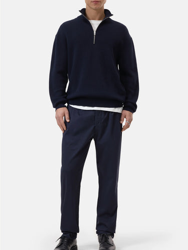 Pullover mit halbem Reißverschluss in Blau