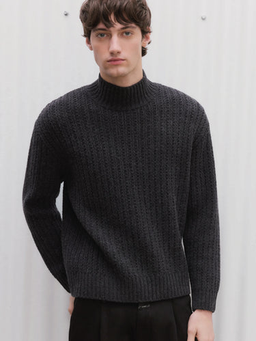 CLOSED-Maglione Collo Alto a Coste Carbone-TRYME Shop