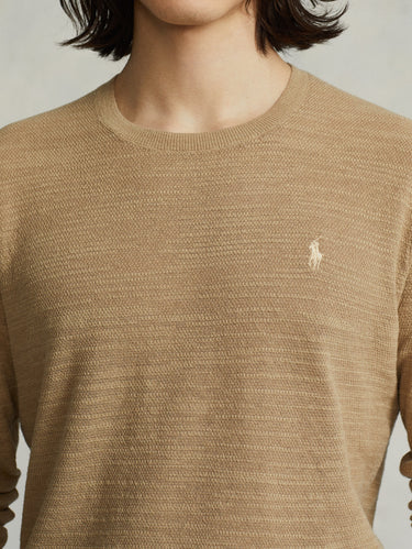 Pull en lin et coton kaki