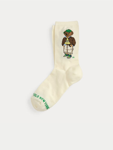 RALPH LAUREN-Calze Sportive con Polo Bear Avorio-TRYME Shop