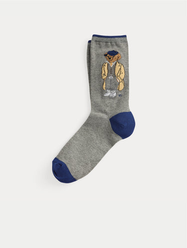 RALPH LAUREN-Calze Sportive con Polo Bear Grigio-TRYME Shop