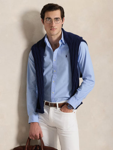 Slim Fit Shirt in Breathable Cotton Blue