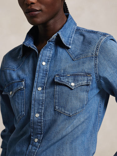 Westernoverhemd in Denimblauw