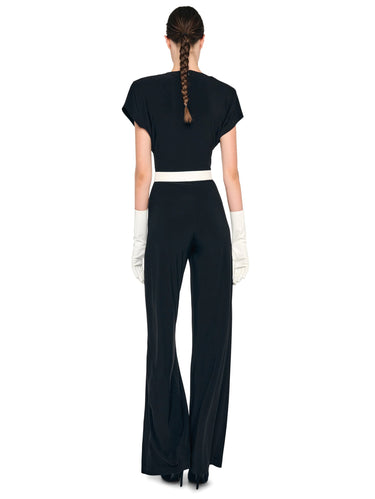 Jumpsuit mit V-Ausschnitt Schwarz