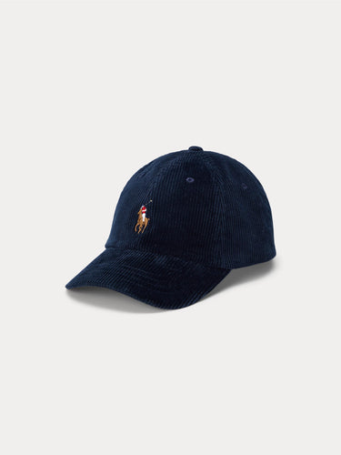 RALPH LAUREN-Cappello in Velluto a Coste Blu Aviatore-TRYME Shop
