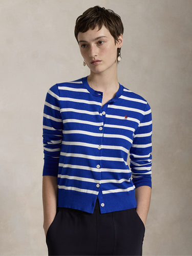 RALPH LAUREN-Cardigan a Righe Blu/Bianco-TRYME Shop
