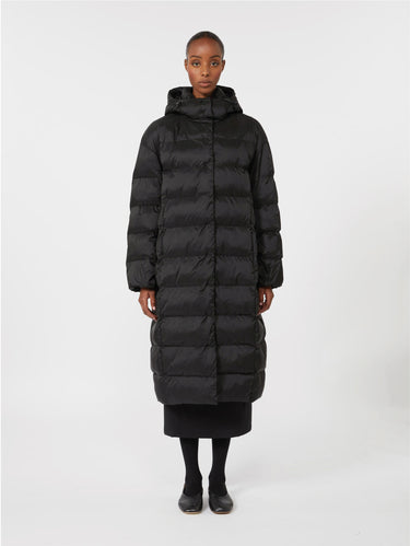 MAX MARA MM-Piumino Lungo con Cappuccio Imbottito in Luxepad Nero-TRYME Shop