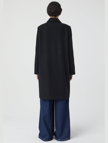Cappotto Lungo in Twill di Lana Nero