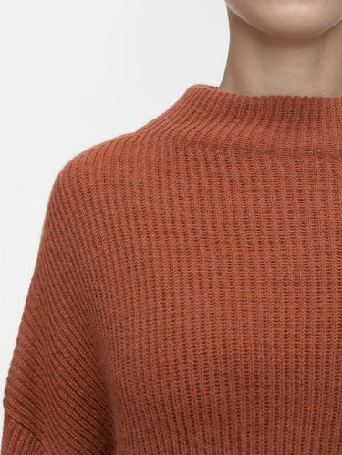 Maglia Collo Alto in Misto Alpaca Marrone