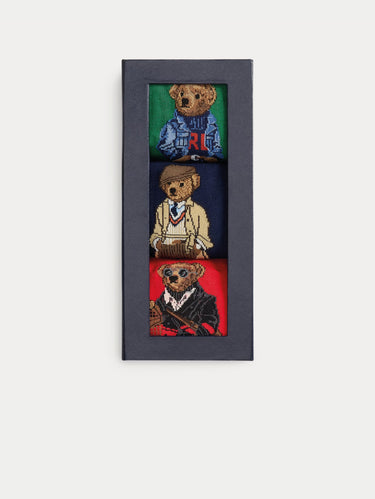 RALPH LAUREN-Calze Lunghe con Polo Bear in Confezione Regalo Verde/Blu/Rosso-TRYME Shop