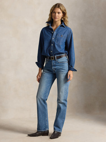 Blue Indigo Denim Shirt Jackets with Chest Pocket