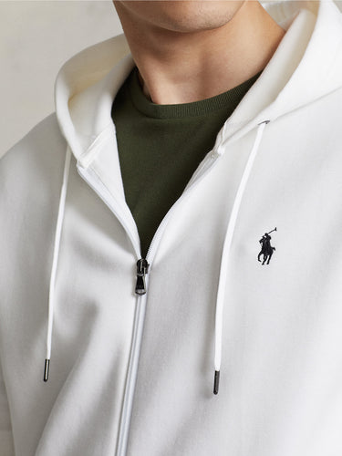 Sweatshirt mit Kapuze und Reißverschluss aus Doppelstrick Weiß