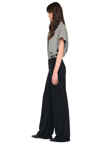 Pantaloni Ventre Piatto e Gamba Larga Nero