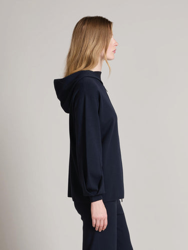 Blue Viscose Zip-Up Hoodie