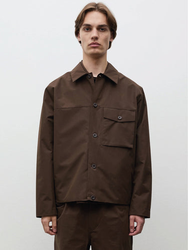 NORSE PROJECTS-Overshirt Arresskov in Dobby Windstopper Marrone-TRYME Shop