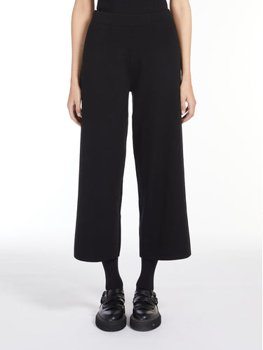MAX MARA LEISURE-Pantaloni Cropped in Viscosa Grembo Nero-TRYME Shop