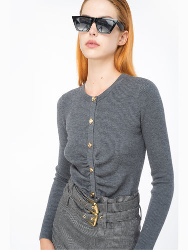 PINKO-Cardigan con Bottoni Dorati Grigio-TRYME Shop