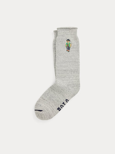 RALPH LAUREN-Calze imbottite Ricamate con Polo Bear Grigio-TRYME Shop