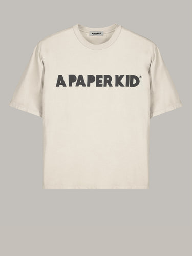 T-shirt met Frontaal Logo Crème