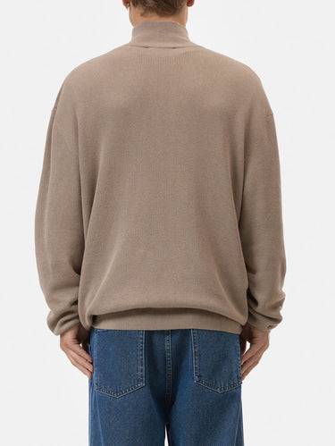 Pullover mit halbem Reißverschluss Beige