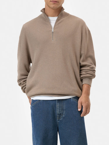 CLOSED-Maglia con Mezza Zip Beige-TRYME Shop