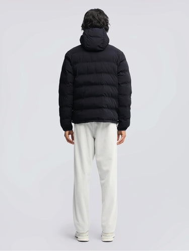 Matteblaue, wattierte Hobbs-Jacke aus Stretch-Nylon