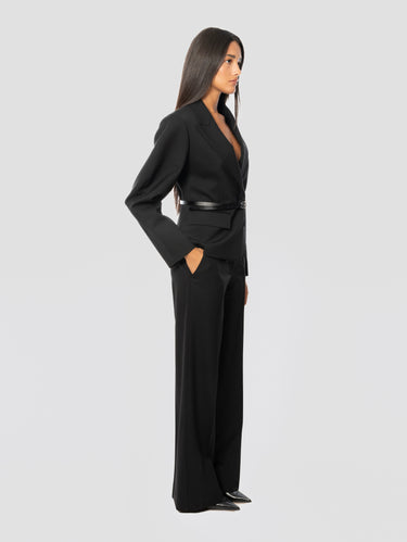 Black Fresco Wool Palazzo Trousers