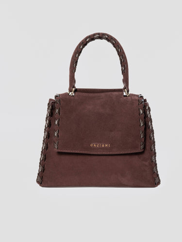 ORCIANI-Borsa Sveva a Mano Piccola in Pelle Scamosciata Burgundy-TRYME Shop