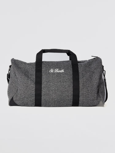 MC2 SAINT BARTH-Borsone da Viaggio Jetleg in Lana Motivo Spigato Grigio-TRYME Shop
