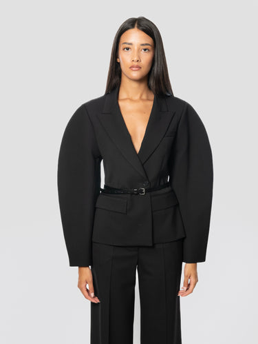 P.A.R.O.S.H.-Giacca Doppiopetto Avvitata Nero-TRYME Shop
