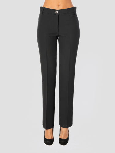 PINKO-Pantaloni Gamba Dritti in Crepe Nero-TRYME Shop