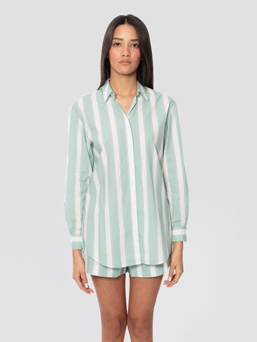 MC2 SAINT BARTH-Camicia in Cotone a Righe Verde/Bianco-TRYME Shop