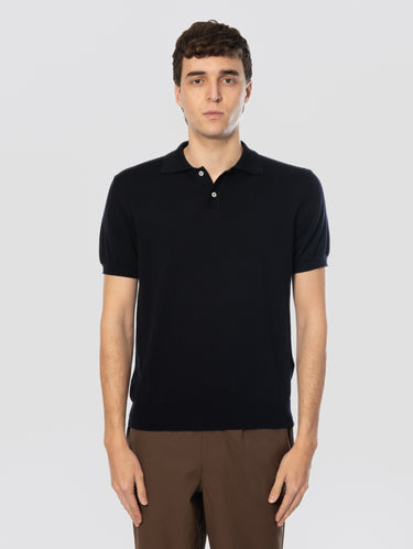 WOOLRICH-Polo in Maglia di Cotone Blu-TRYME Shop