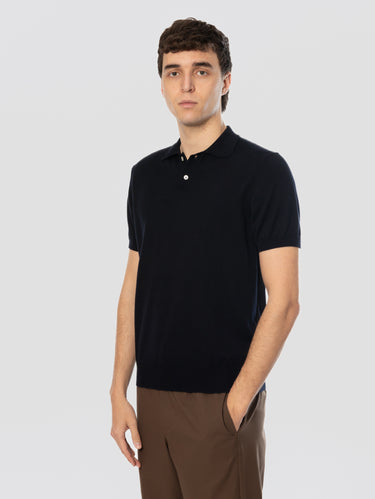 Polo en maille de coton Bleu