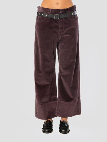 PINKO-Pantaloni Cropped in Velluto a Coste Bordeaux-TRYME Shop
