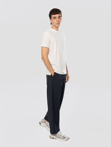 Pantalon oversize en mérinos intelligent avec pinces bleu