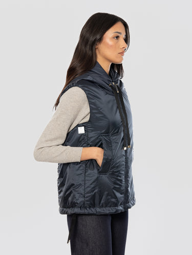 Padded Cameluxe Vest with Hood Blue