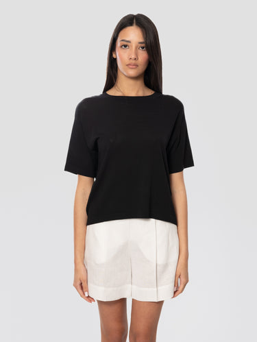 MAX MARA MM-T-Shirt in Crêpe Nero-TRYME Shop
