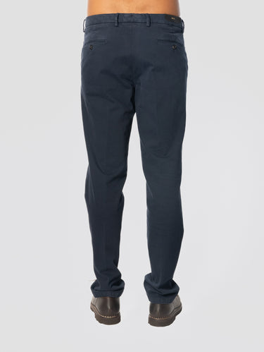 Pantalon habillé en satin de coton bleu
