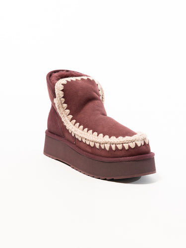 Stivaletto in Montone Mini Eskimo Platform Cabernet