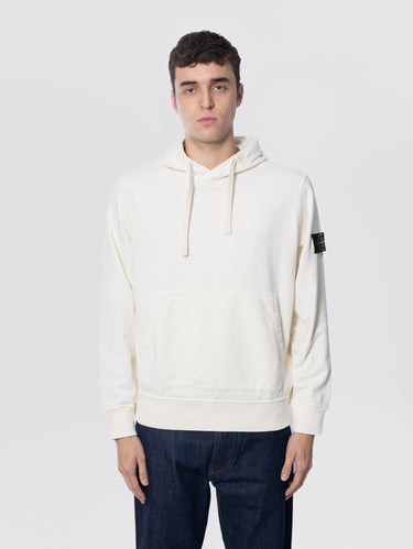 STONE ISLAND-Felpa con Cappuccio Tinta in Capo Avorio-TRYME Shop
