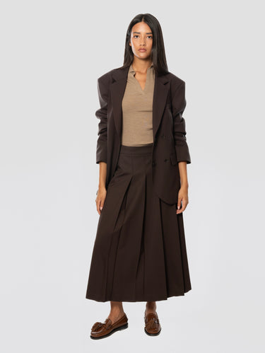 Dark Brown Fresh Wool Wrap Skirt