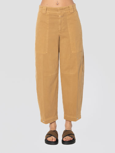CLOSED-Pantaloni a Palloncino in Twill di Cotone Castagna-TRYME Shop