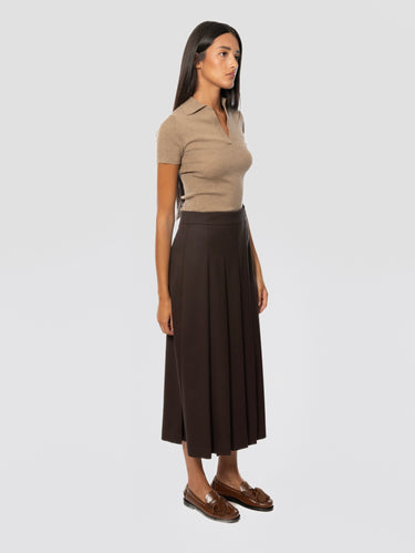 Dark Brown Fresh Wool Wrap Skirt