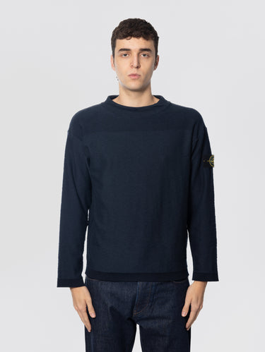 STONE ISLAND-Maglione con Collo a Cratere in Cotone Blu-TRYME Shop