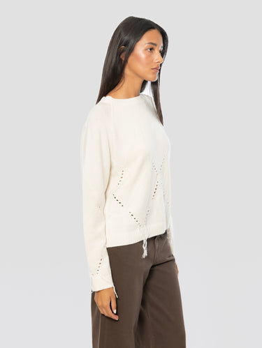 Beige Sweater with Openwork Details